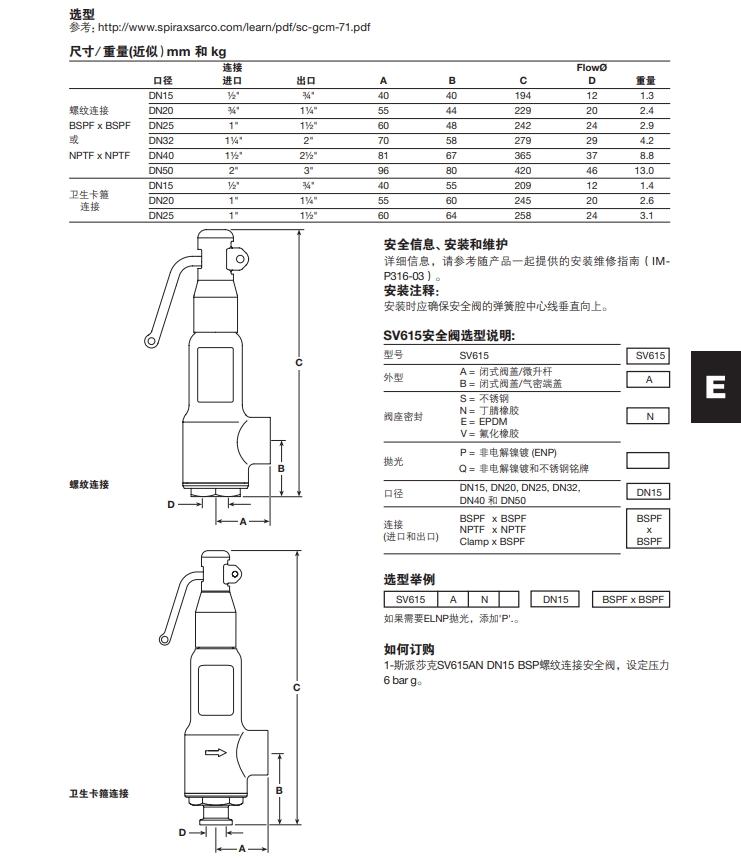 SV615安全阀尺寸重量