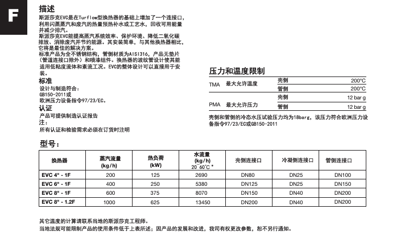 棋牌平台换热器EVC系列技术参数